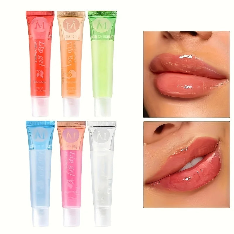 6Pcs Moisturizing Clear Lip Gloss Set – Plumping Lip Oils with Natural Flavors