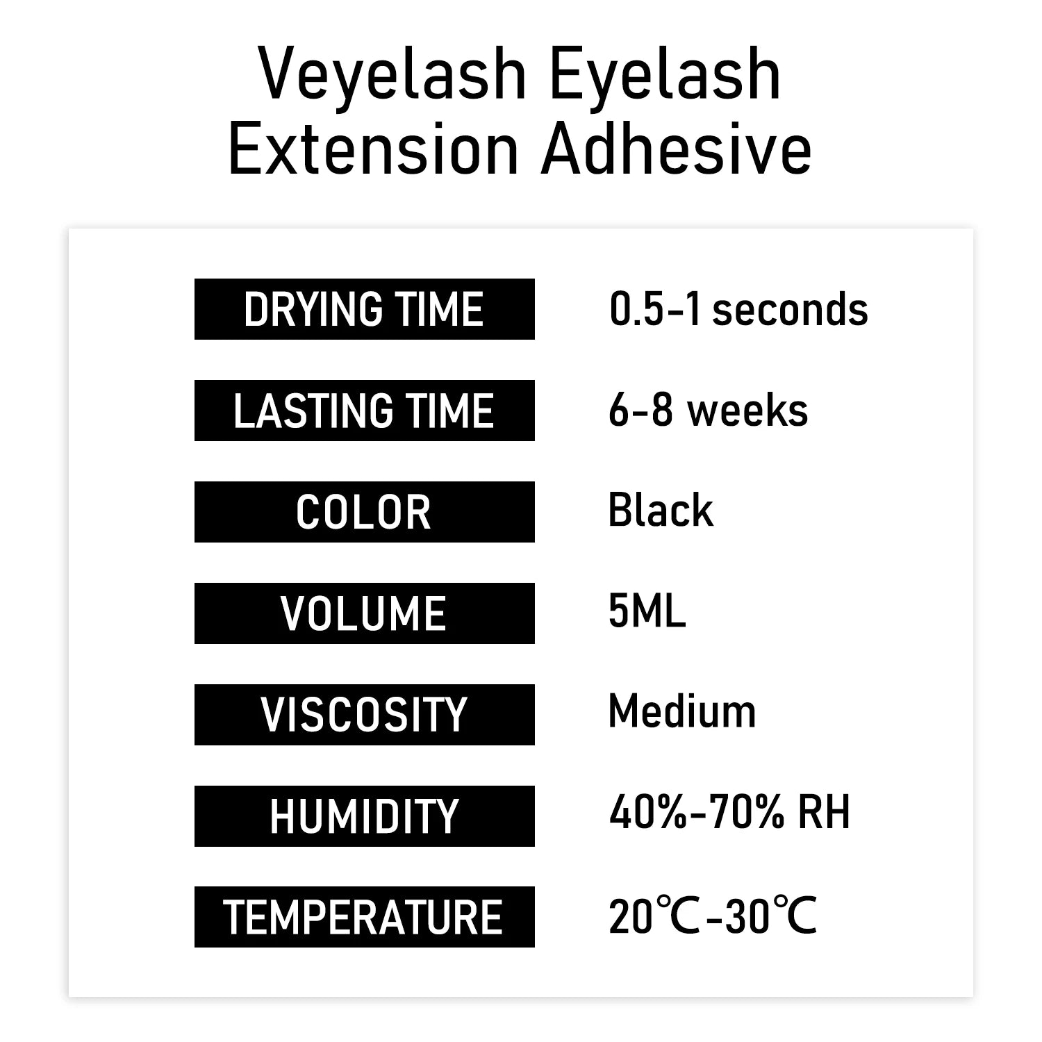 Veyes Inc 5ml Eyelash Extensions Glue – Fast-Drying & Strong Adhesive