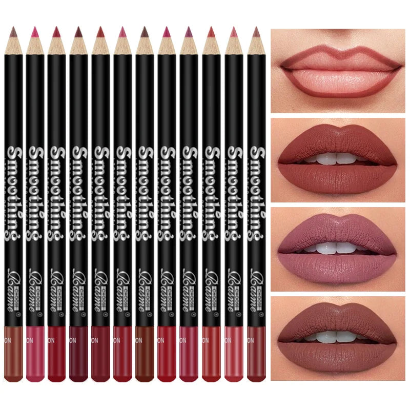 12-Piece Long-Lasting Lipstick Set – Matte Lip Gloss & Professional Lip Liner