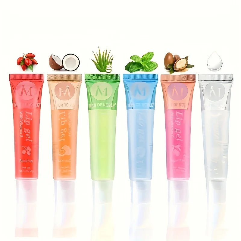 6Pcs Moisturizing Clear Lip Gloss Set – Plumping Lip Oils with Natural Flavors