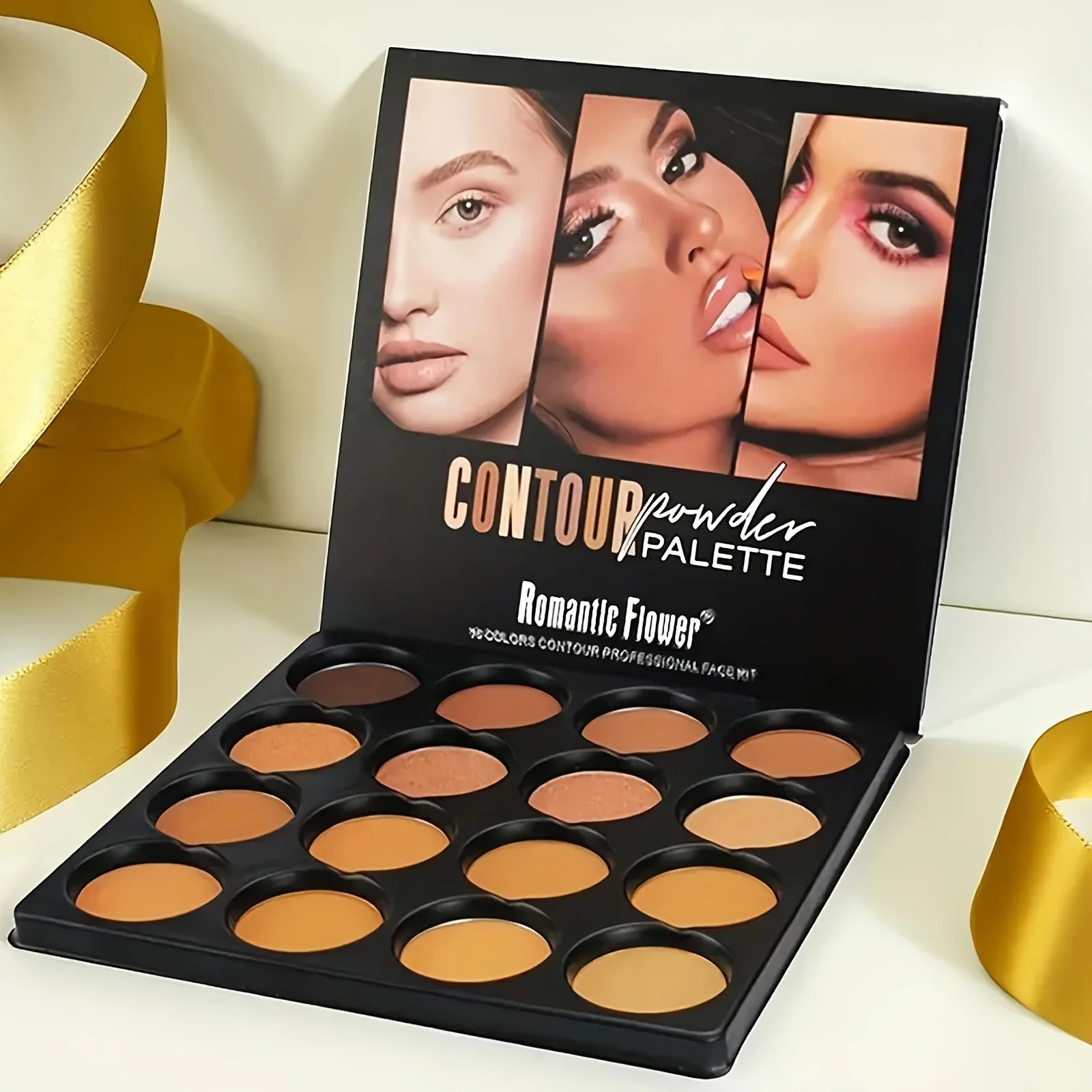 16-Color Contouring Bronzer Palette – Highlight, Matte, & Concealer Shades