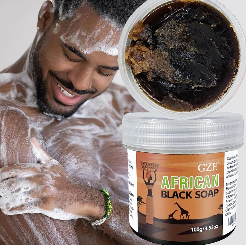 GZE African Black Soap 3-in-1 Face, Hair, and Body Cleanser