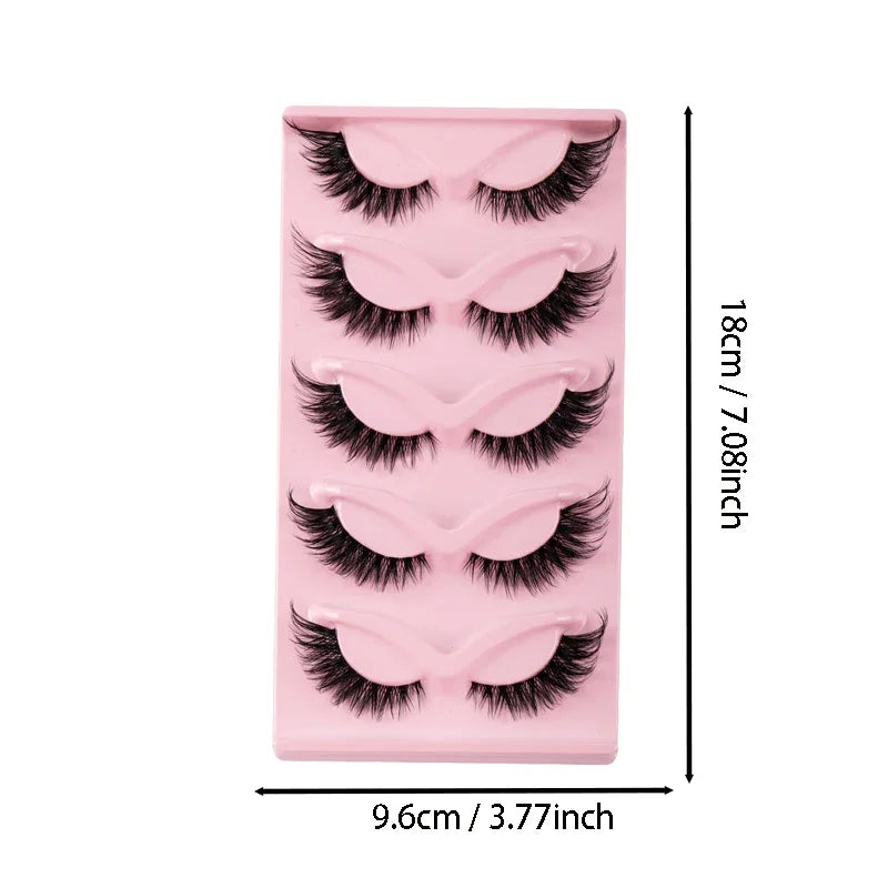 5 Pairs Cat Eye Faux Mink Eyelashes – Winged & Elongated Look