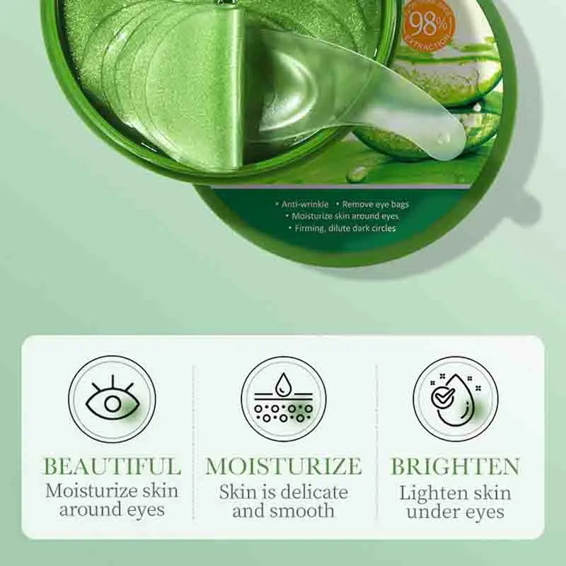 60pcs SAODER Aloe Vera Collagen Eye Mask – Anti-Dark Circles & Firming Eye Patches