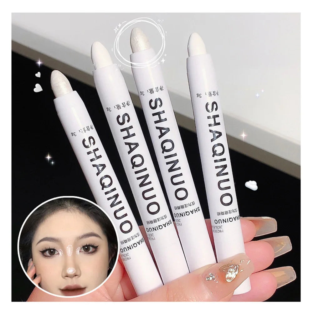 Matte Eyeshadow Stick & Highlighter Pen – White & Shimmer Silver