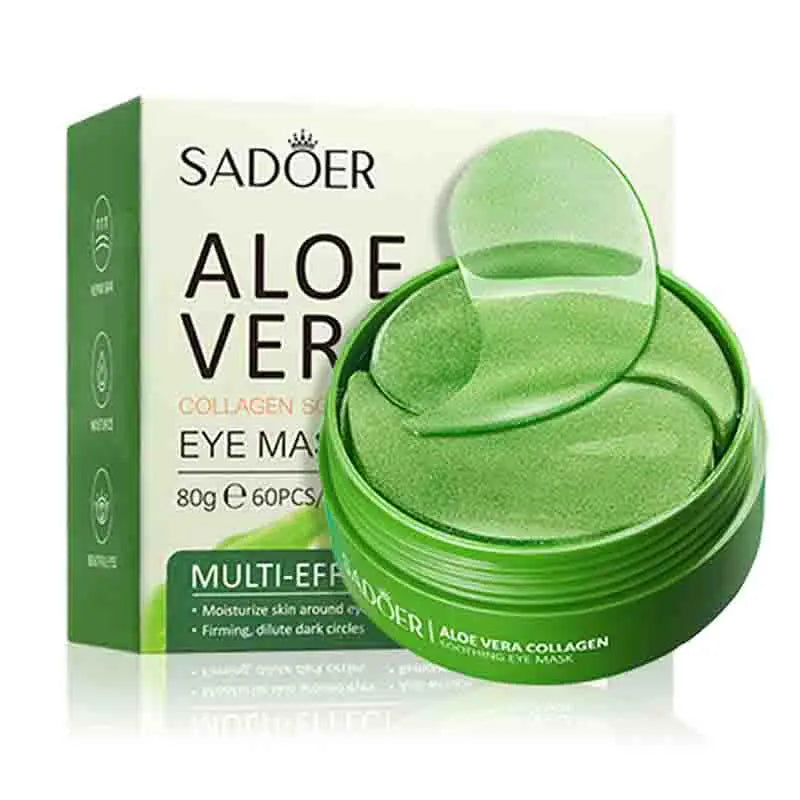 60pcs SAODER Aloe Vera Collagen Eye Mask – Anti-Dark Circles & Firming Eye Patches