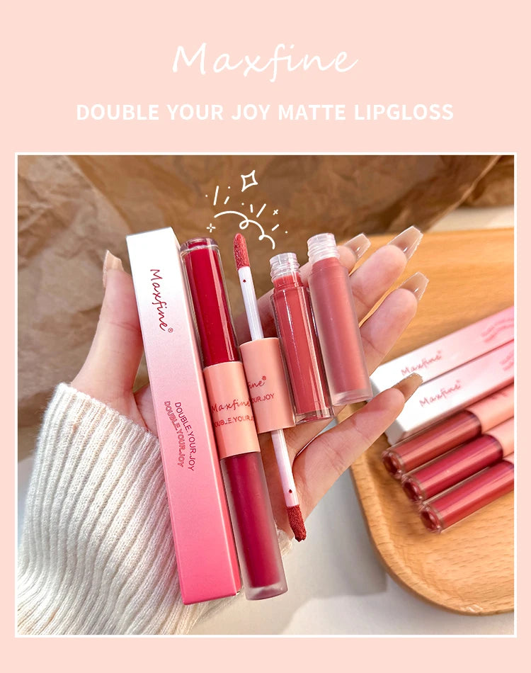 Double-End Lip Glaze – Mirror Gloss & Matte Velvet Finish