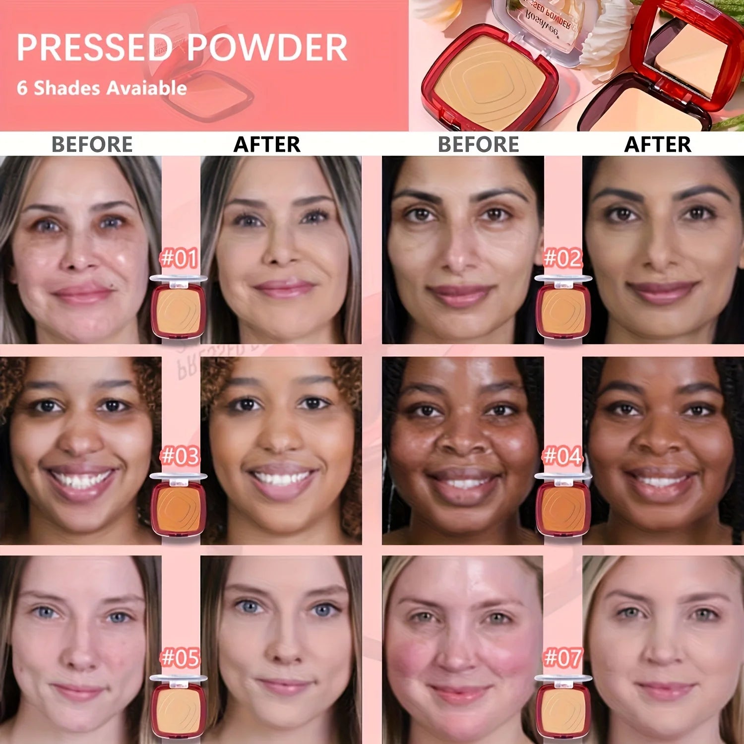 Matte Full Coverage Pressed Powder Foundation – 24H Fresh Wear & Weightless Finish