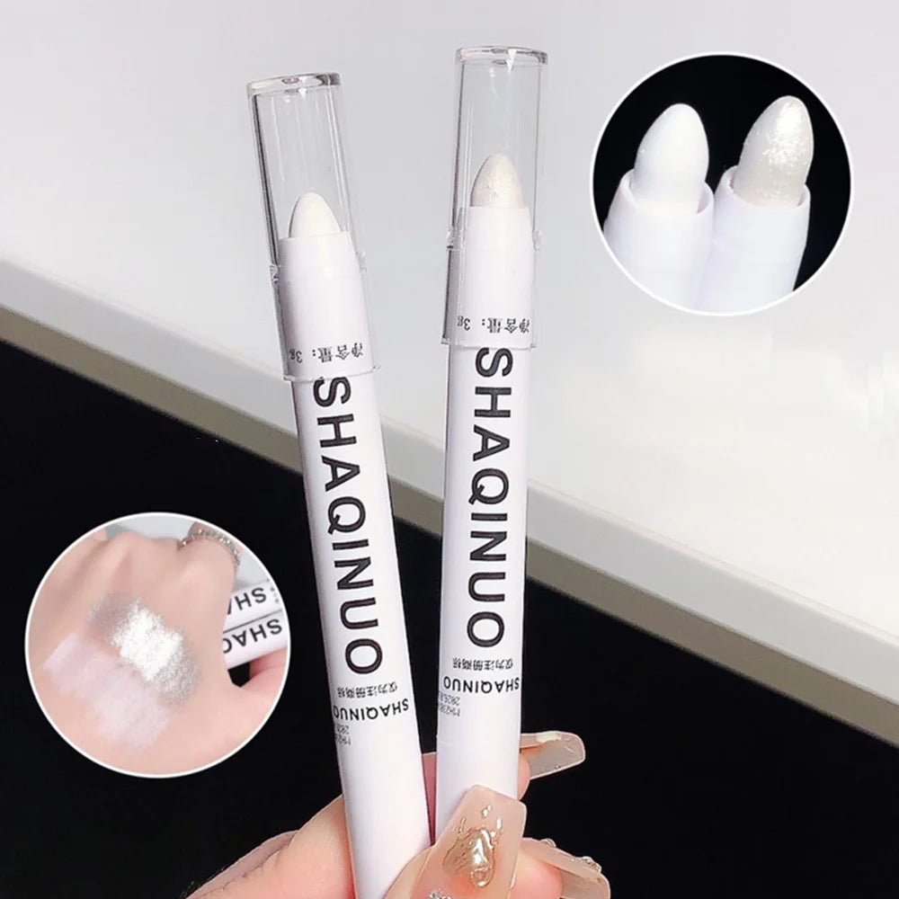 Matte Eyeshadow Stick & Highlighter Pen – White & Shimmer Silver