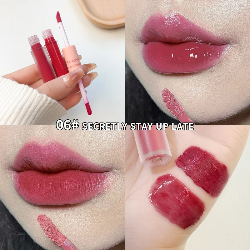 Double-End Lip Glaze – Mirror Gloss & Matte Velvet Finish