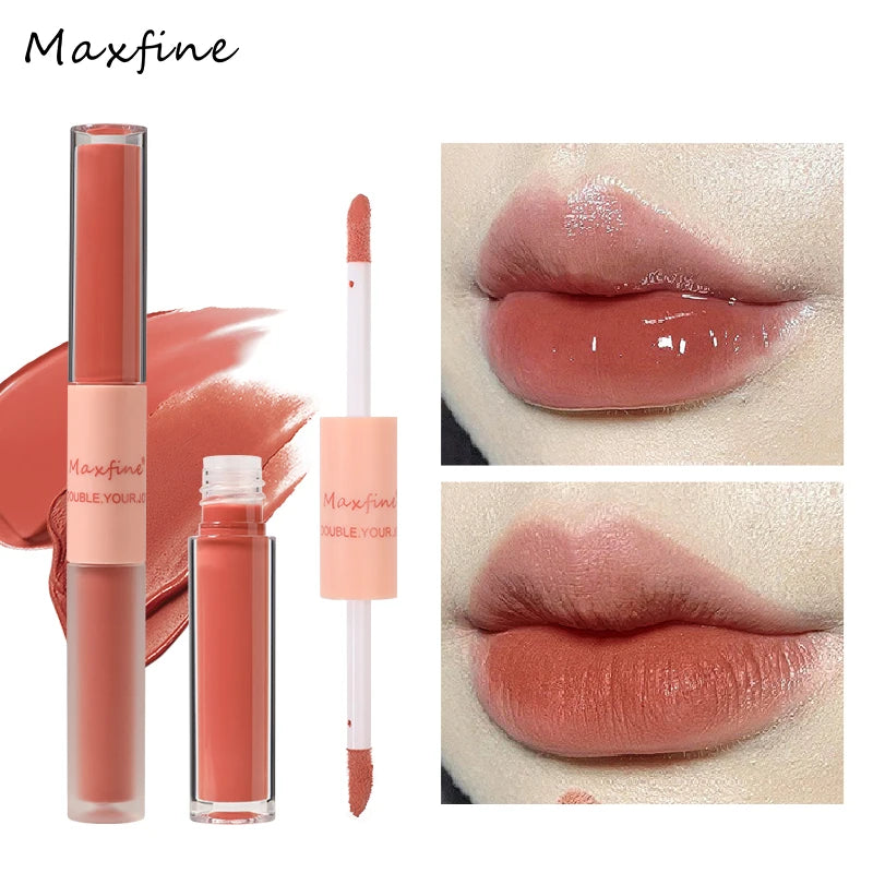 Double-End Lip Glaze – Mirror Gloss & Matte Velvet Finish