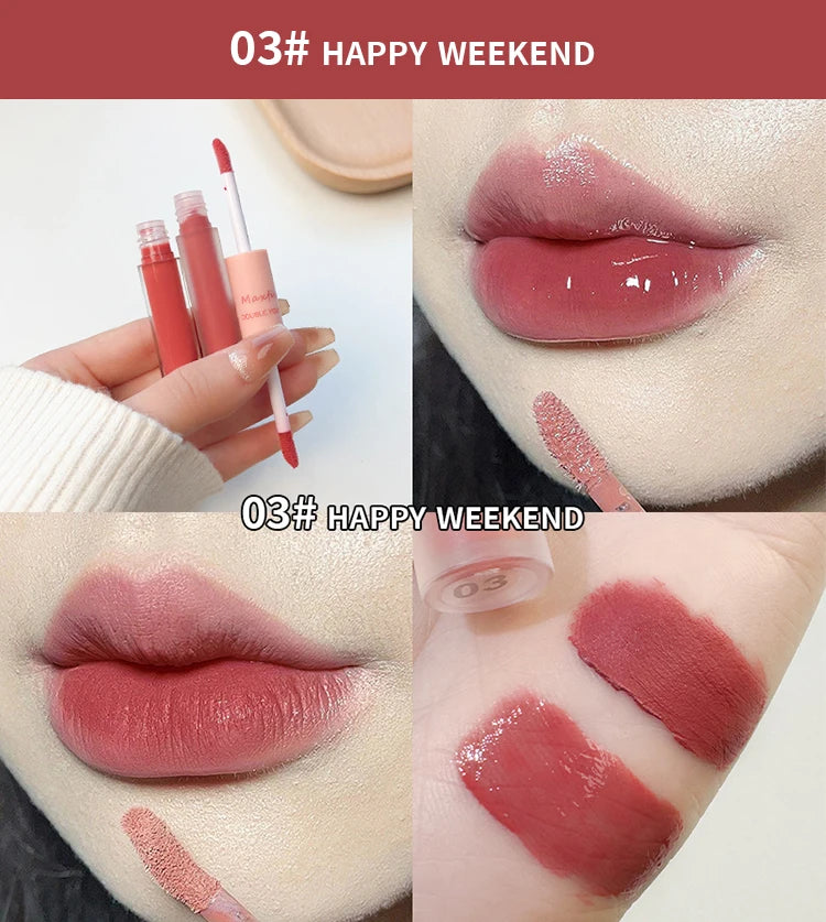 Double-End Lip Glaze – Mirror Gloss & Matte Velvet Finish