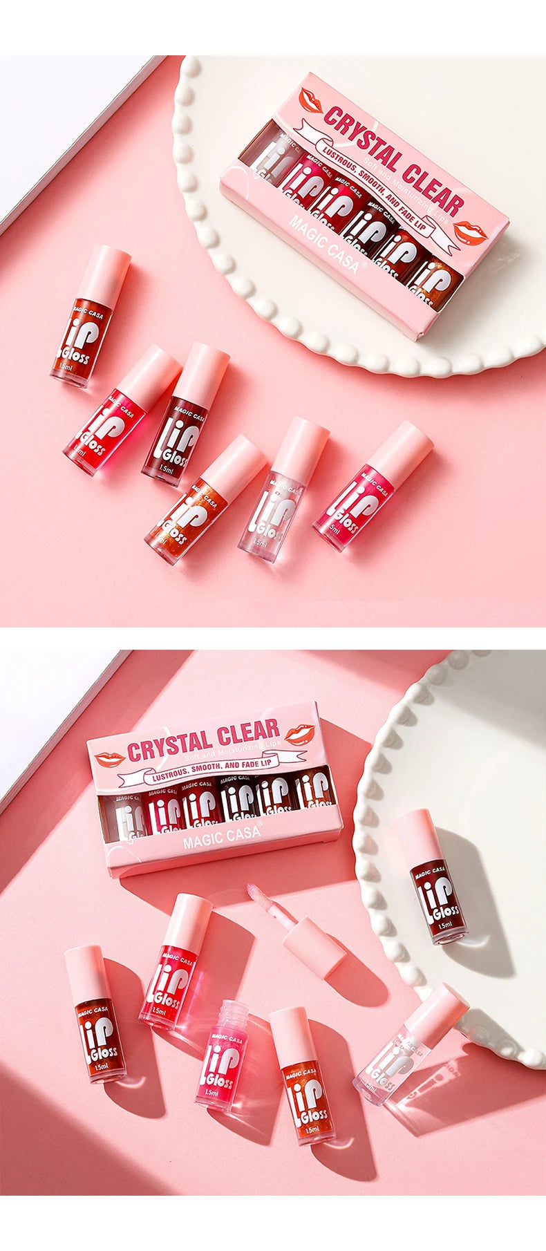 MAGIC CASA 6pcs Hydrating Jelly Lip Oil – Long-Lasting & Moisturizing