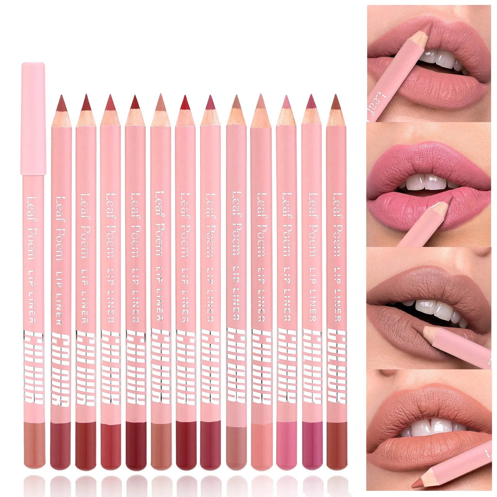 Waterproof Wooden Matte Lip Liner Pencil – 12 Colors for Natural Lip Contouring