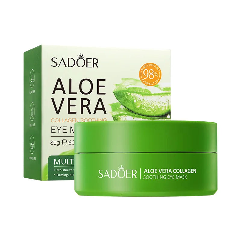 60pcs SAODER Aloe Vera Collagen Eye Mask – Anti-Dark Circles & Firming Eye Patches