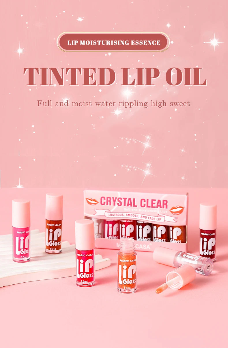 MAGIC CASA 6pcs Hydrating Jelly Lip Oil – Long-Lasting & Moisturizing