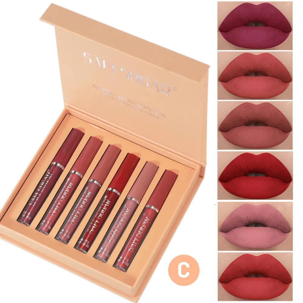 6pcs Matte Liquid Lipstick Set – Long-Lasting & Non-Stick Formula