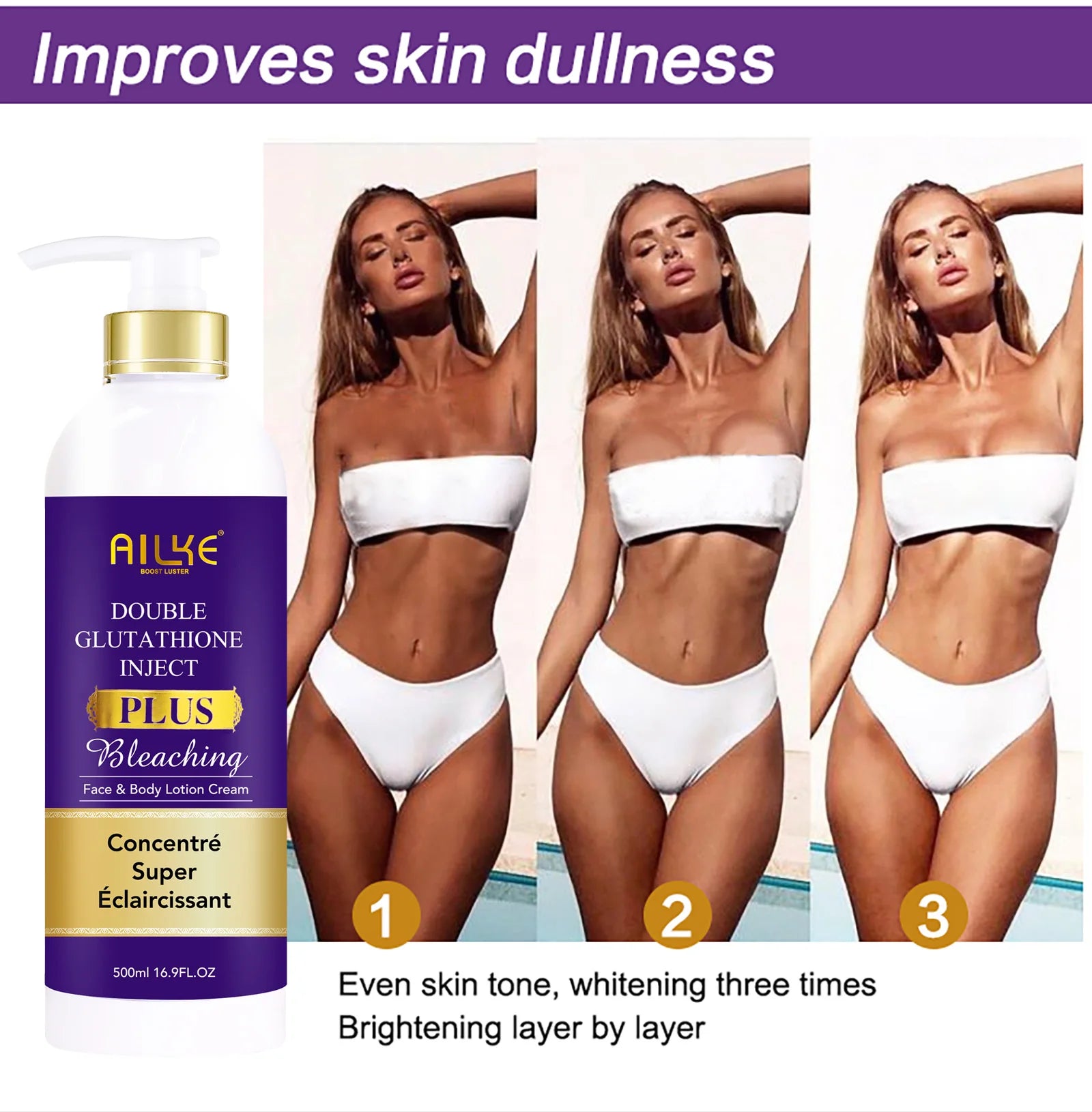 AILKE Glutathione Lightening Body Lotion – Hydrating & Skin-Tone Enhancing