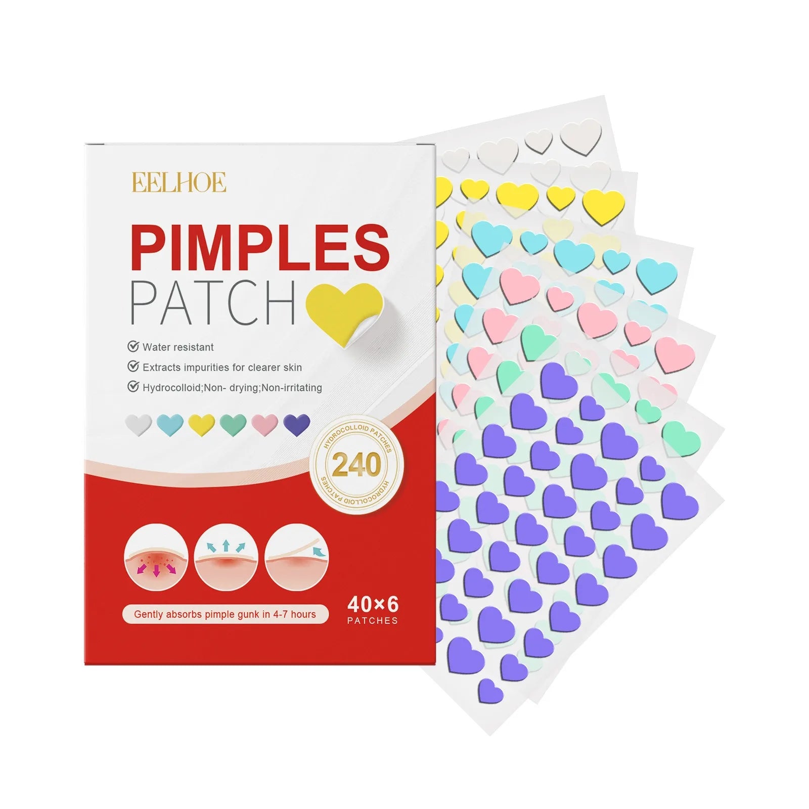 240Pcs High-End Pimple Patch Set – Heart & Star-Shaped Acne Dots