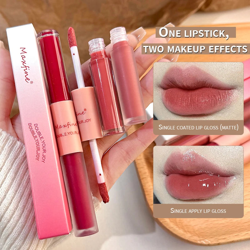 Double-End Lip Glaze – Mirror Gloss & Matte Velvet Finish