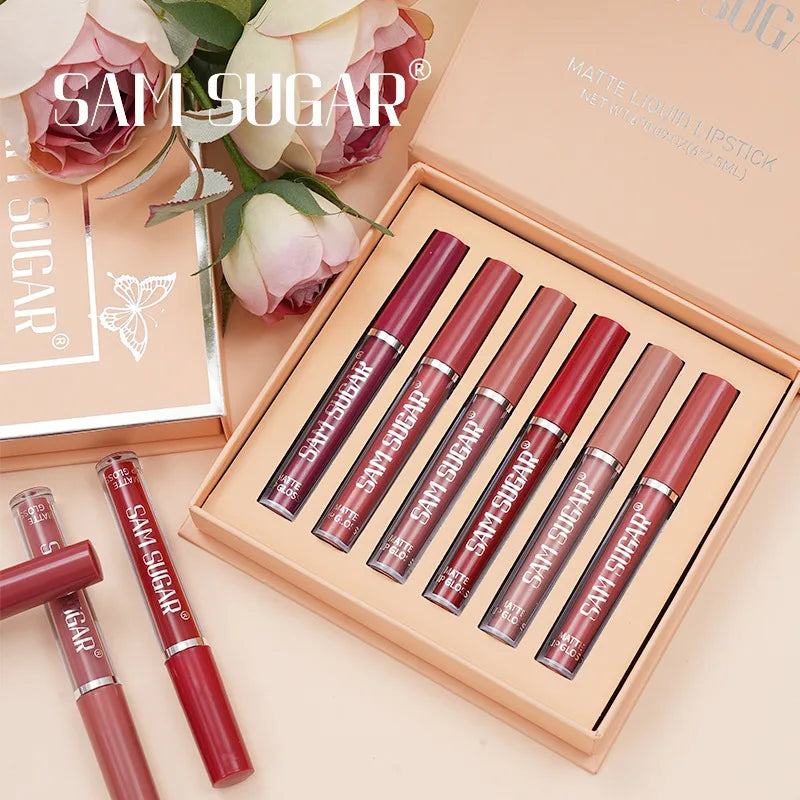 6pcs Matte Liquid Lipstick Set – Long-Lasting & Non-Stick Formula