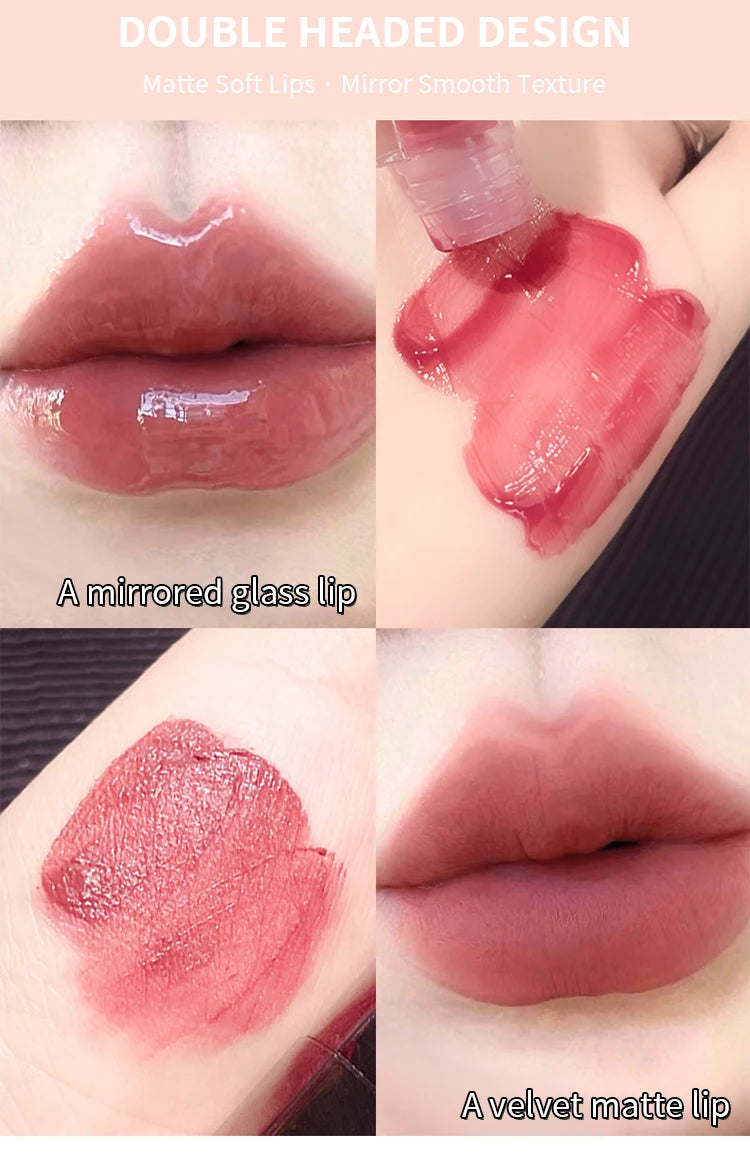 Double-End Lip Glaze – Mirror Gloss & Matte Velvet Finish