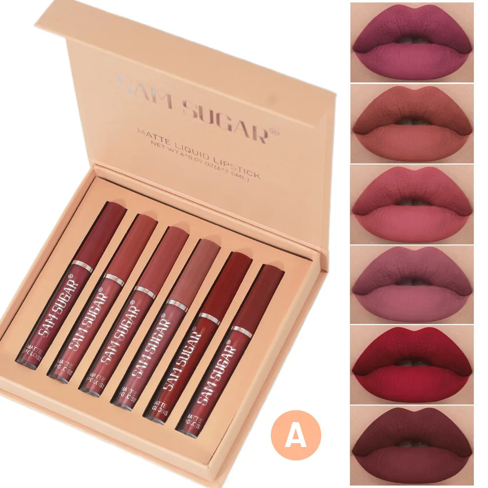 6pcs Matte Liquid Lipstick Set – Long-Lasting & Non-Stick Formula