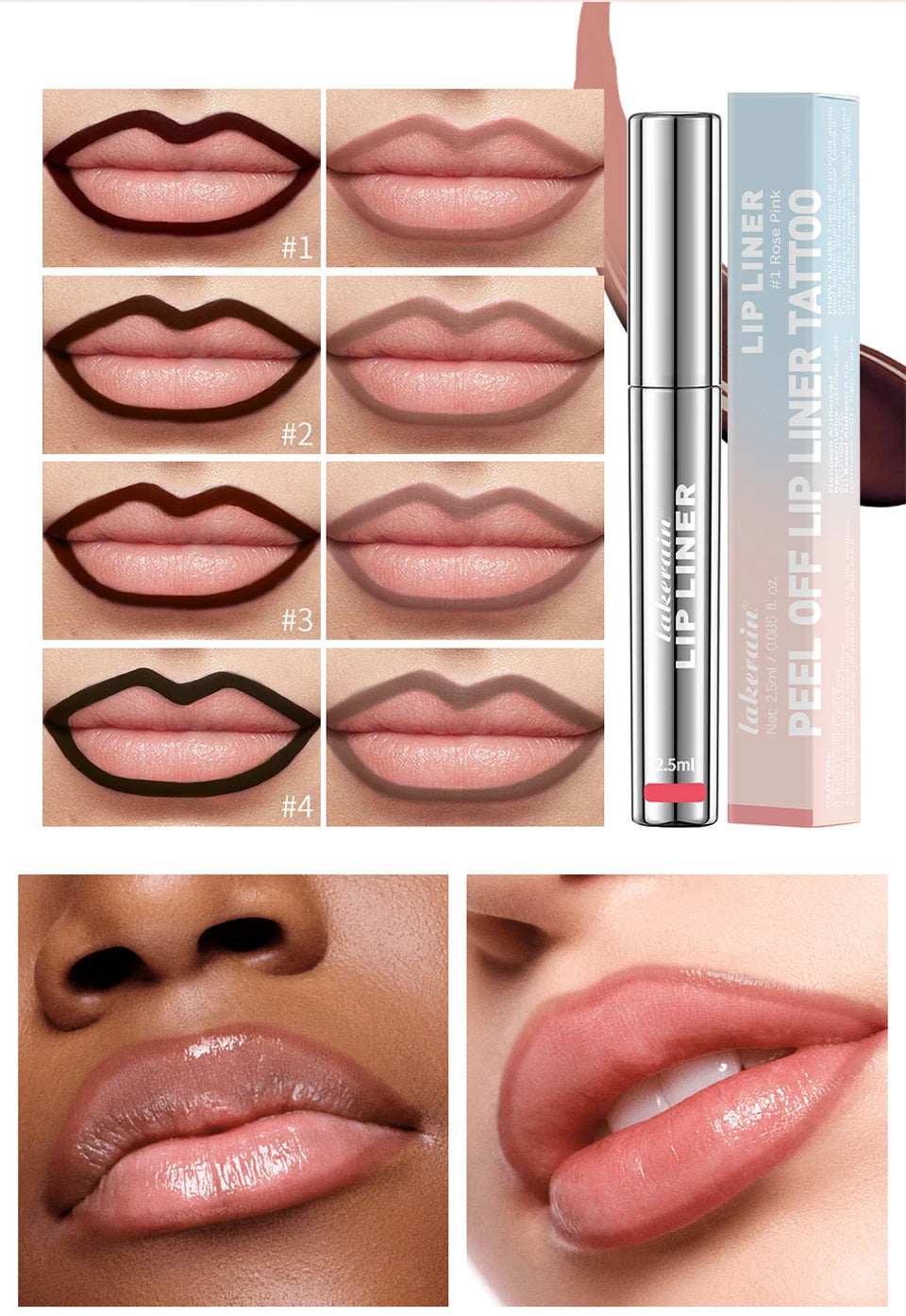 Waterproof Lip Liner & Peel-Off Tattoo Lip Gloss – Long-Lasting Matte Lip Tint