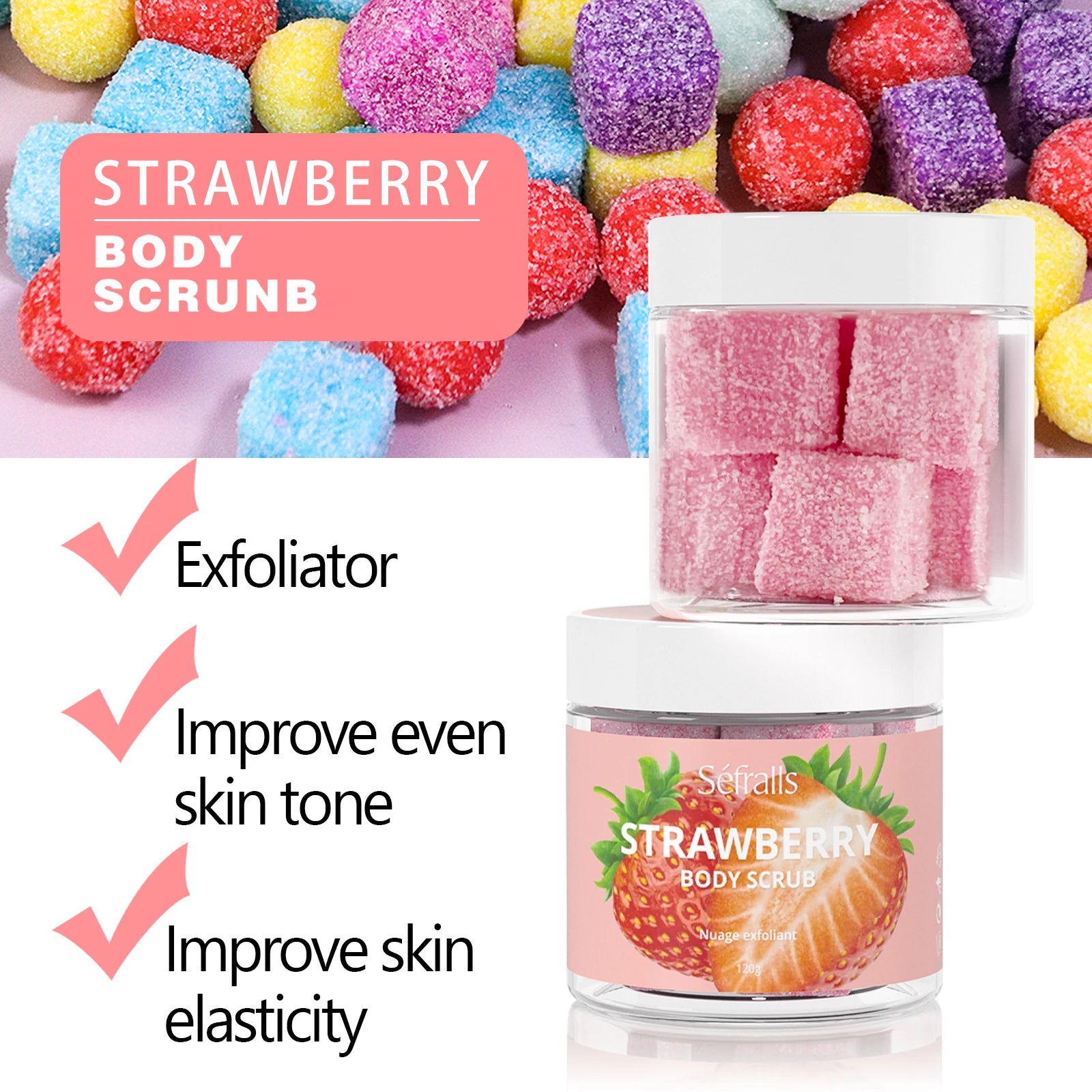 Séfralls Strawberry Body Scrub – Exfoliating & Hydrating Sugar Scrub