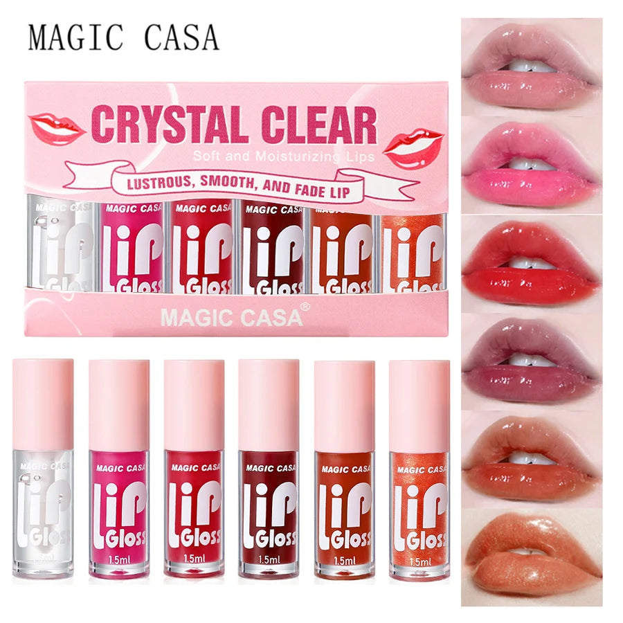 MAGIC CASA 6pcs Hydrating Jelly Lip Oil – Long-Lasting & Moisturizing