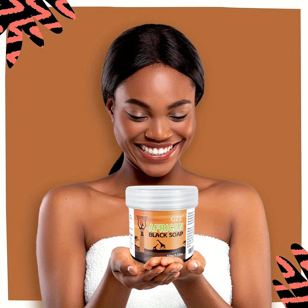 GZE African Black Soap 3-in-1 Face, Hair, and Body Cleanser