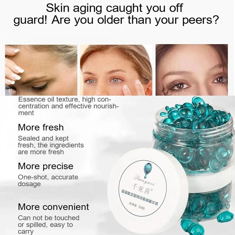 50PCS Blue Copper Peptide Capsule Face Serum