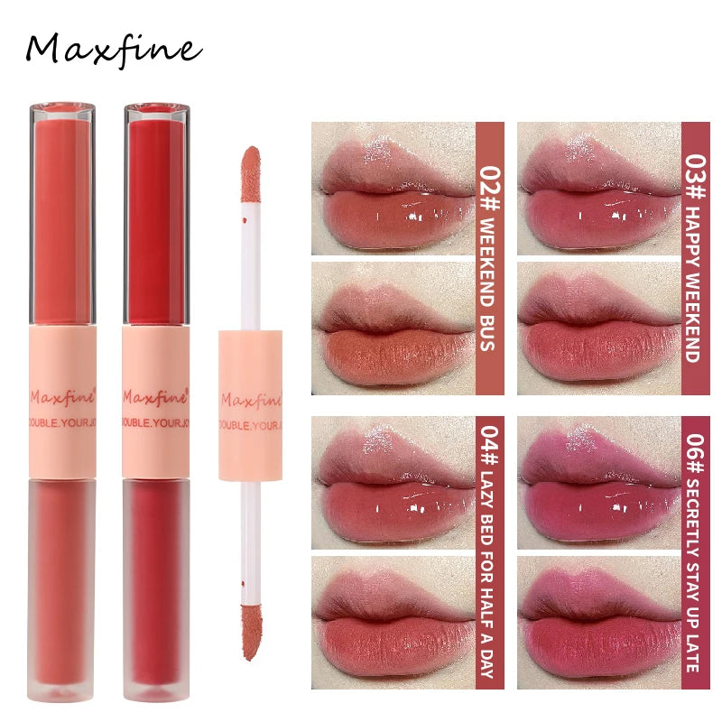 Double-End Lip Glaze – Mirror Gloss & Matte Velvet Finish