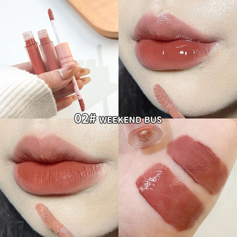 Double-End Lip Glaze – Mirror Gloss & Matte Velvet Finish