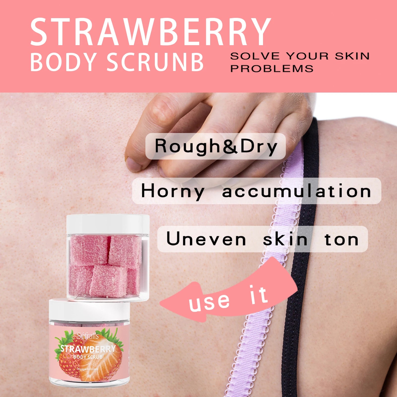 Séfralls Strawberry Body Scrub – Exfoliating & Hydrating Sugar Scrub