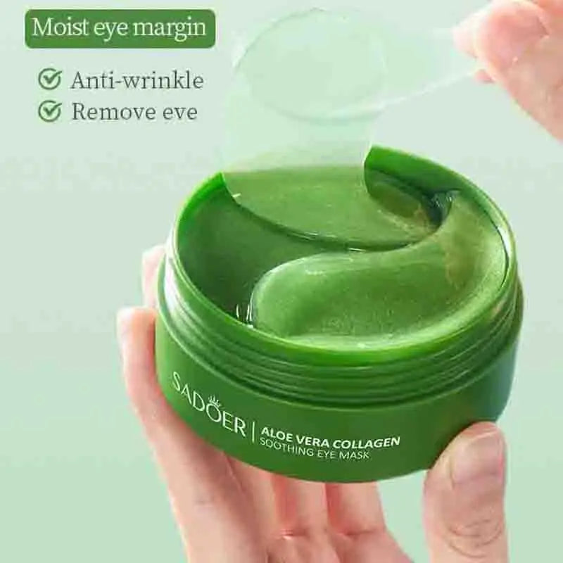 60pcs SAODER Aloe Vera Collagen Eye Mask – Anti-Dark Circles & Firming Eye Patches