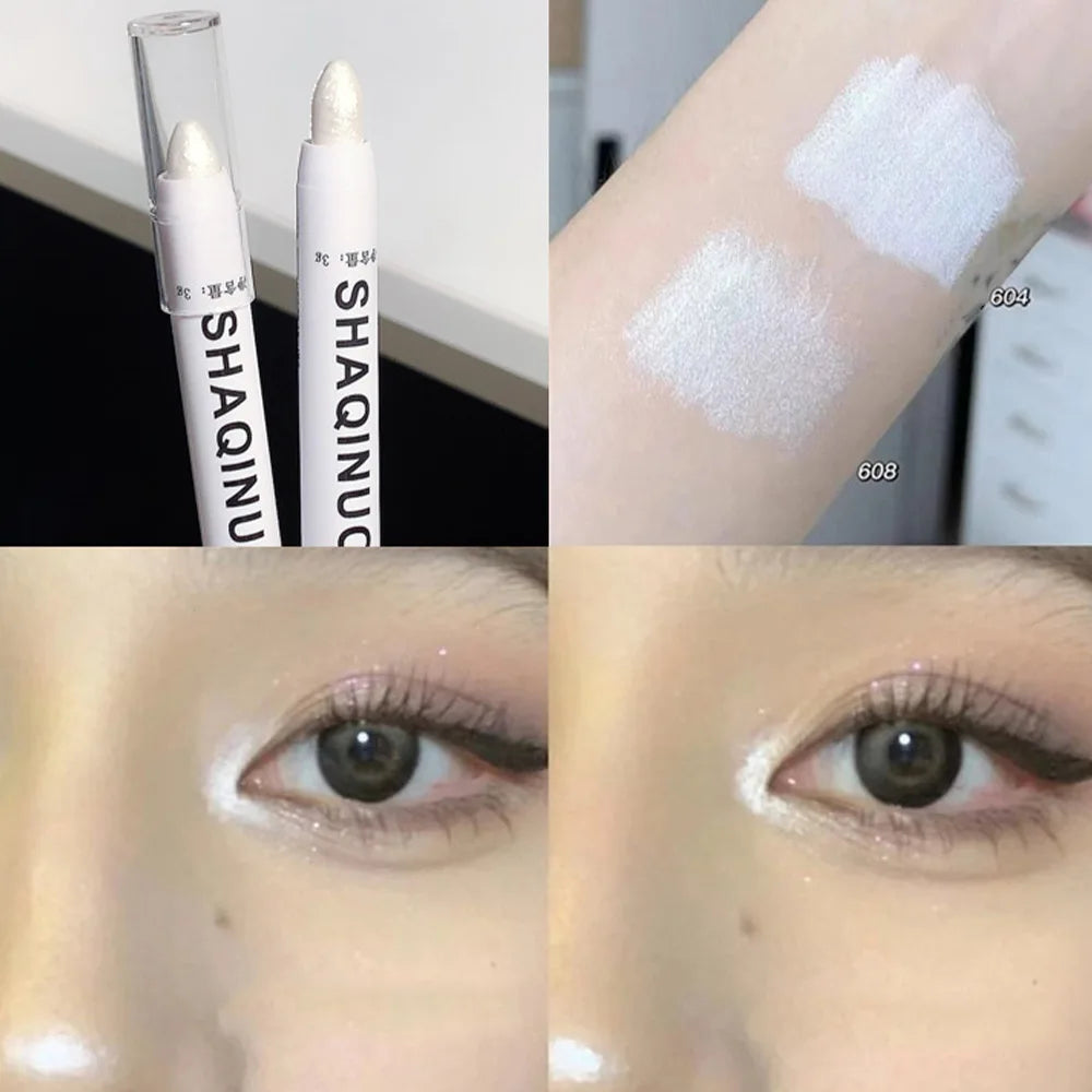 Matte Eyeshadow Stick & Highlighter Pen – White & Shimmer Silver