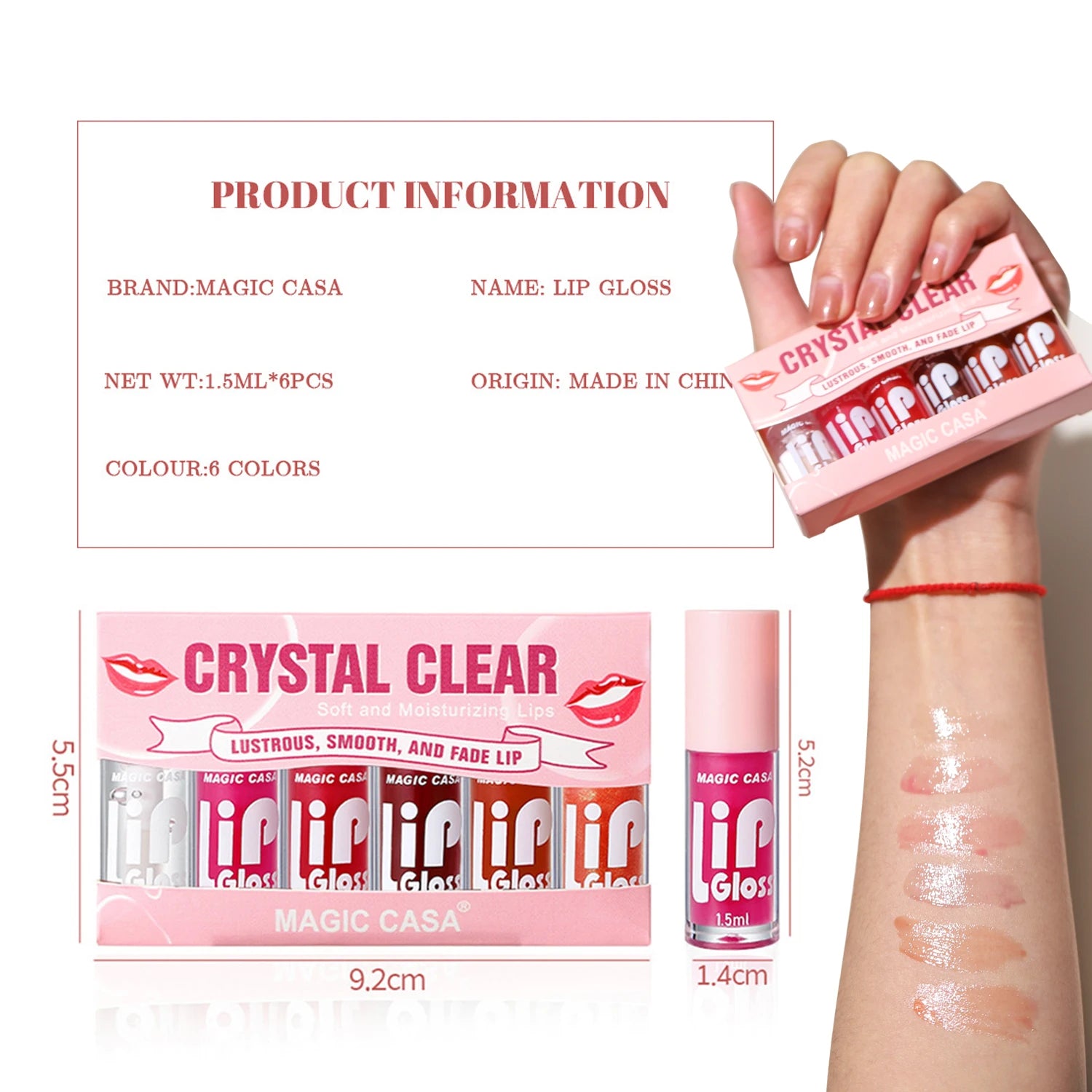 MAGIC CASA 6pcs Hydrating Jelly Lip Oil – Long-Lasting & Moisturizing