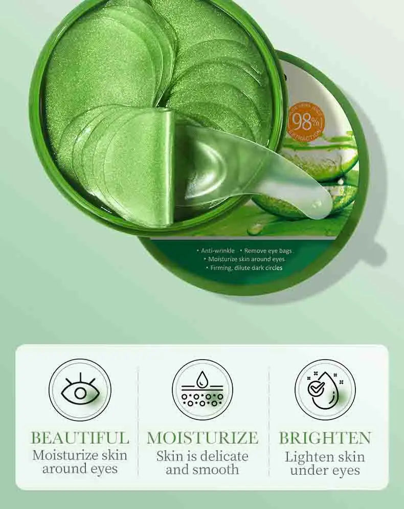 60pcs SAODER Aloe Vera Collagen Eye Mask – Anti-Dark Circles & Firming Eye Patches