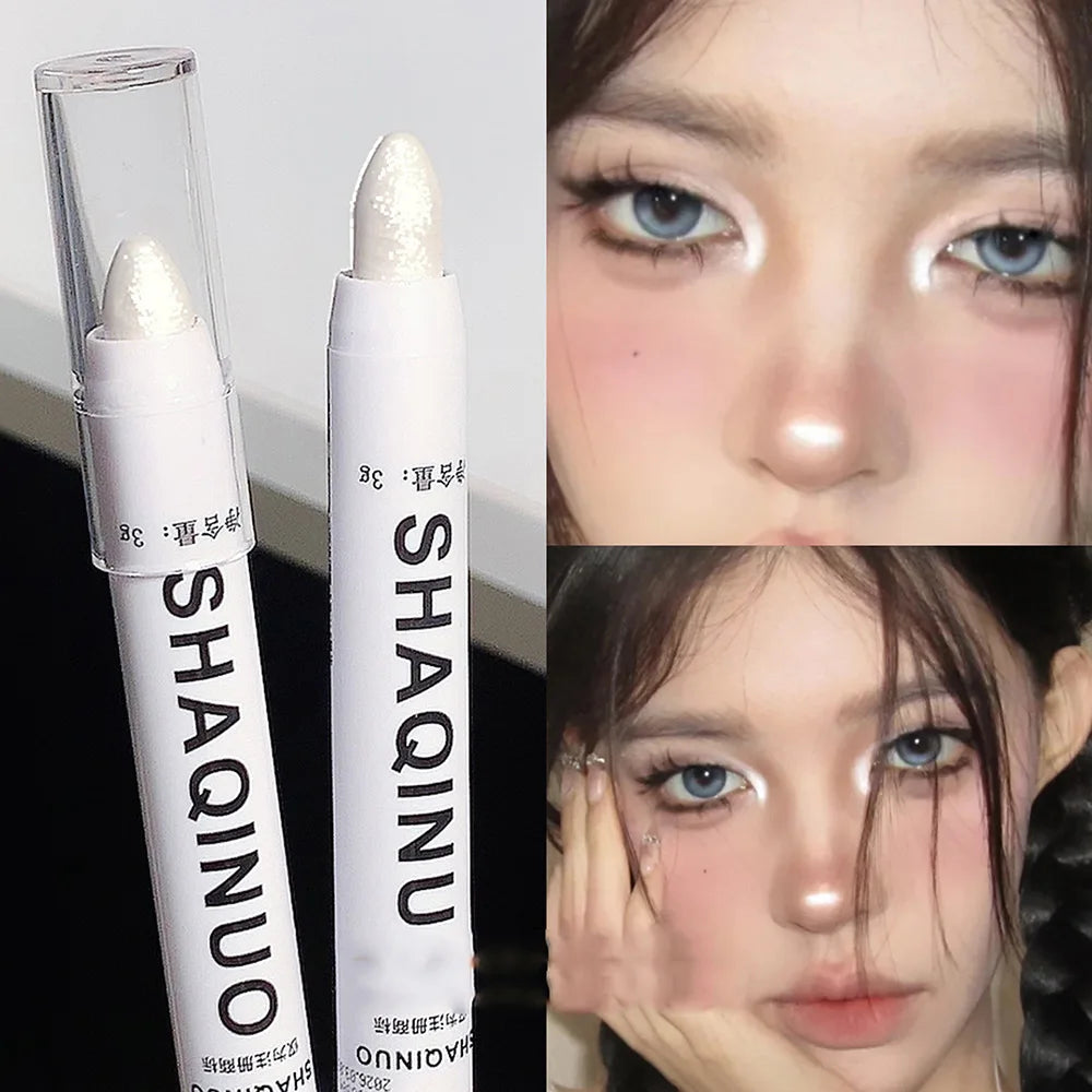 Matte Eyeshadow Stick & Highlighter Pen – White & Shimmer Silver