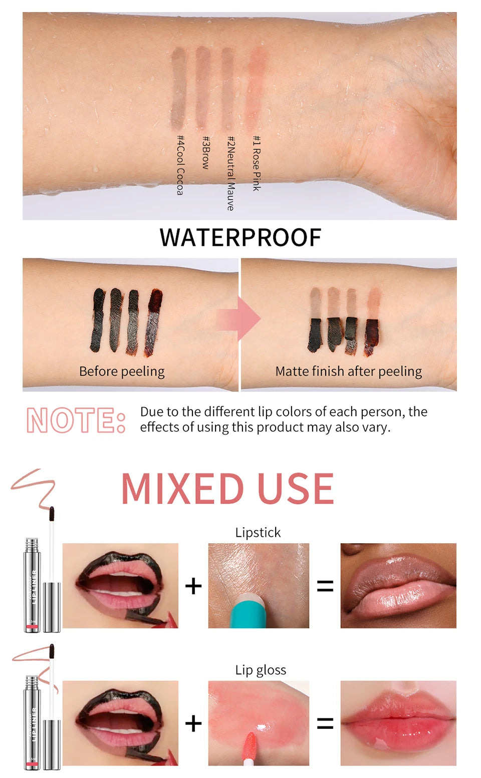 Waterproof Lip Liner & Peel-Off Tattoo Lip Gloss – Long-Lasting Matte Lip Tint