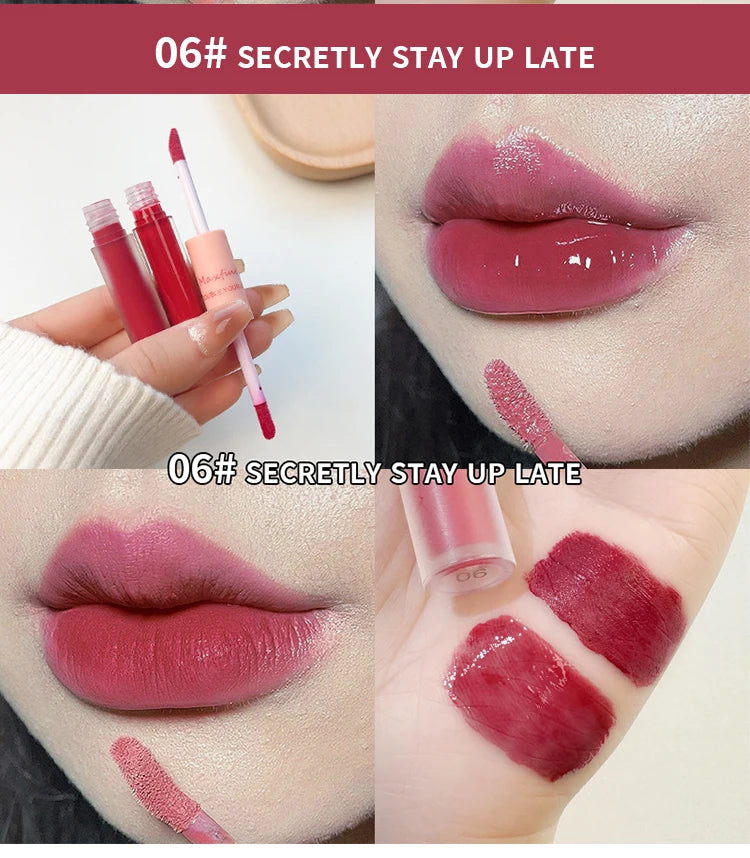 Double-End Lip Glaze – Mirror Gloss & Matte Velvet Finish